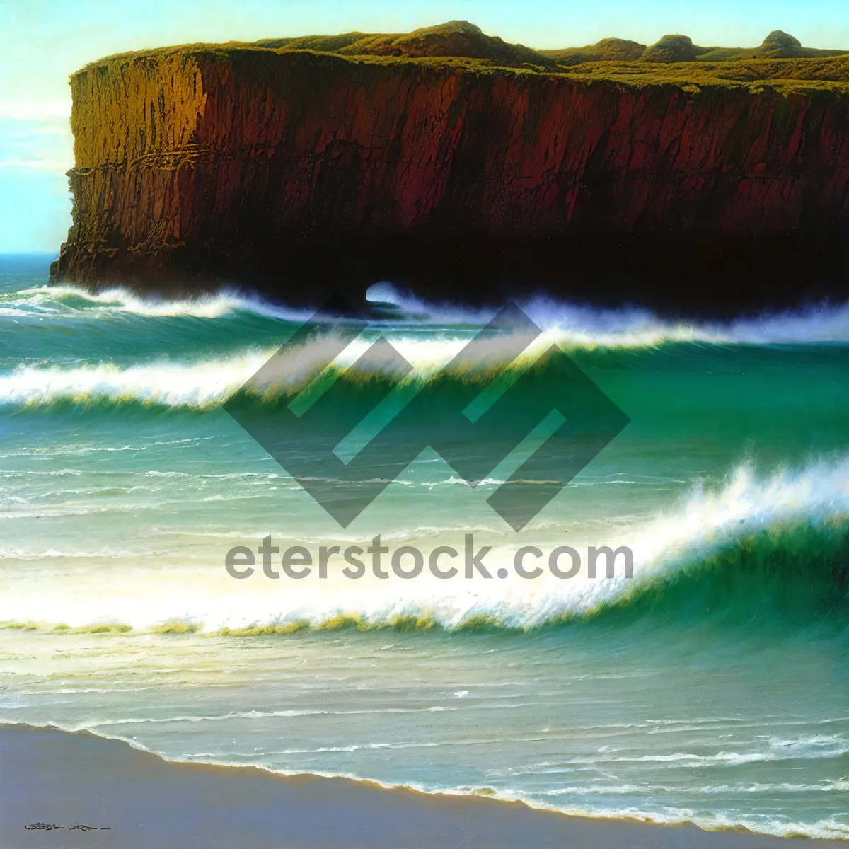Picture of Serene Coastal Paradise: Sun-kissed Shores caressed by Turquoise Waves