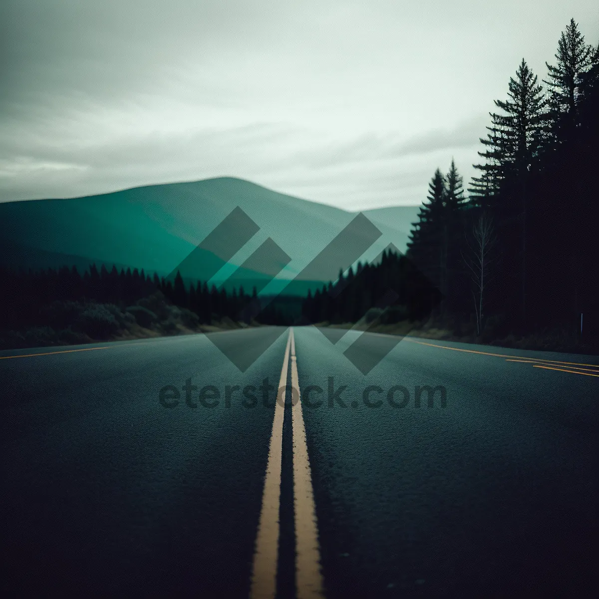 Picture of Scenic Mountain Highway Under Cloudy Skies