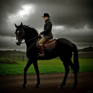 Thoroughbred Stallion in Equestrian Saddle