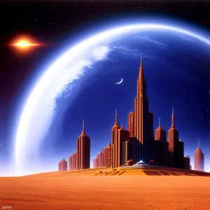 Enchanting Cosmo-Cityscape: A Celestial Night's Dream