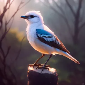 Brown Jay perched on tree branch in spring garden