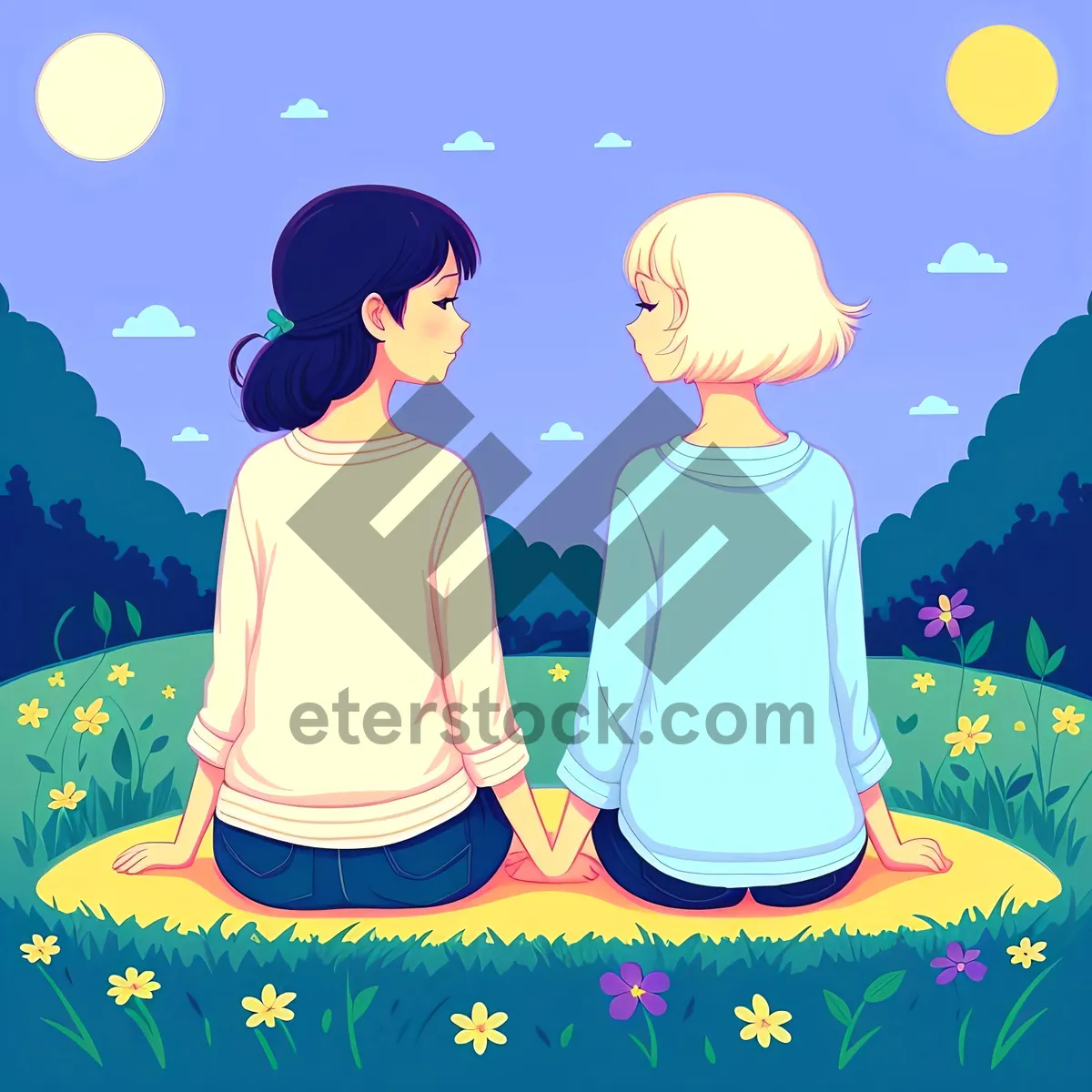 Picture of Joyful Newlywed Bride Cartoon Art