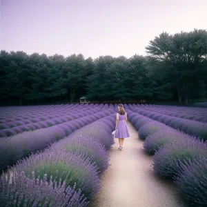 Idyllic Lavender Landscape in Rural Countryside