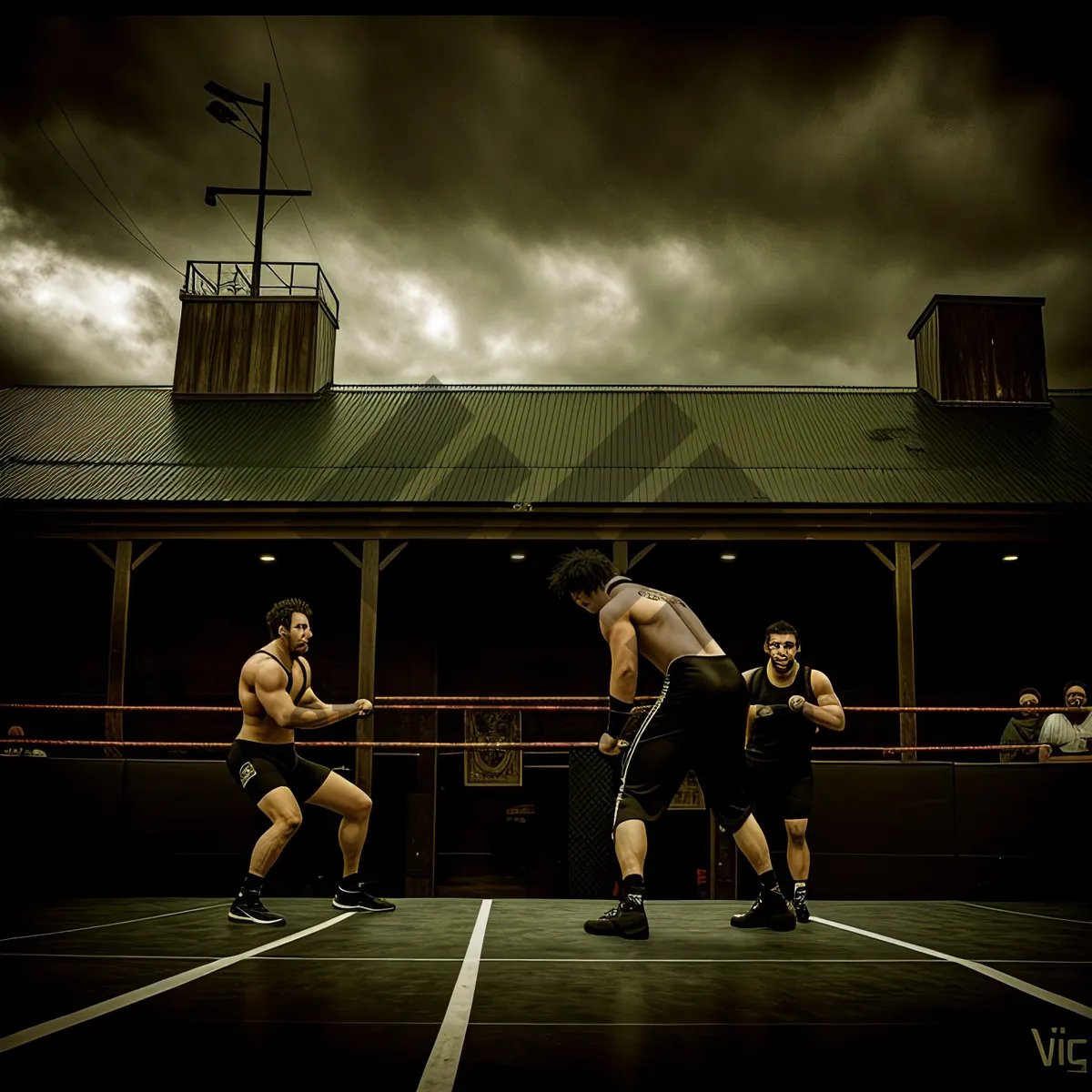 Picture of Active Basketball Player Competing at Volleyball Net