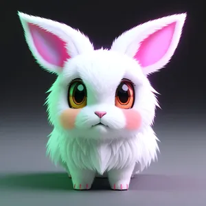 Furry Fluffball with Cute Bunny Ears