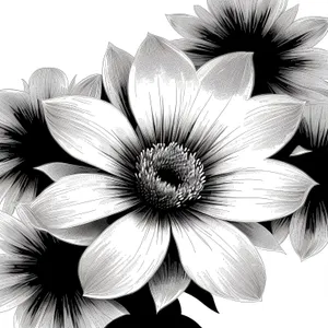 Digital Floral Fractal: White Petal Flow