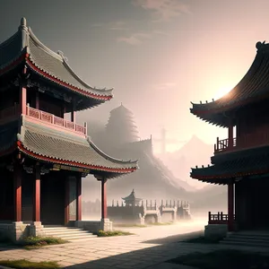 Serene Oriental Pagoda in Ancient Chinese City