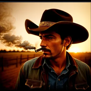 Happy Cowboy Man Wearing Western Hat