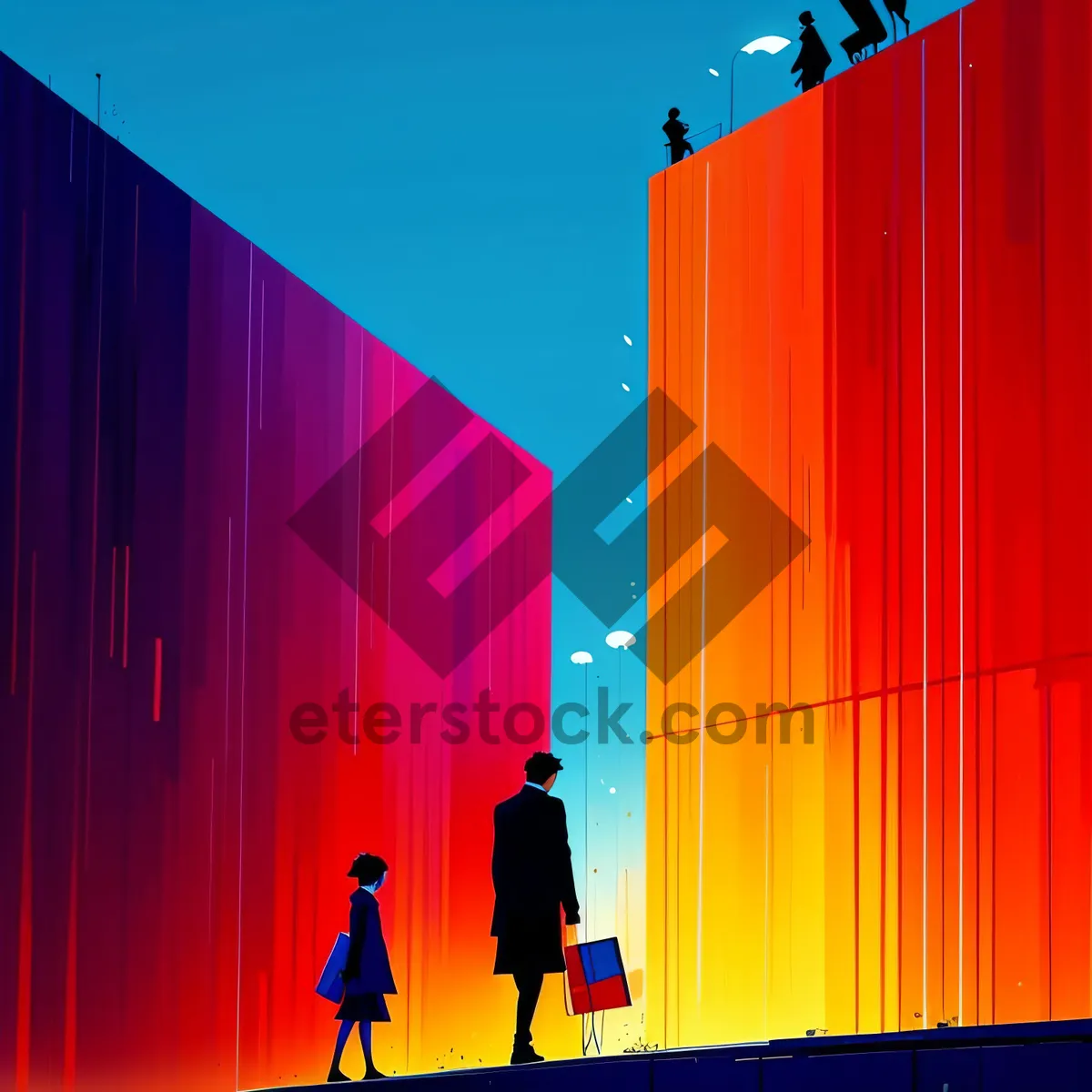 Picture of Vibrant Rainbow Curtain on Modern Theater Stage