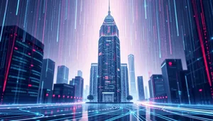 City Skyline at Night with Modern Skyscrapers