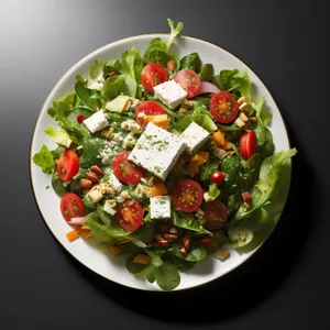 Fresh Vegetable Salad with Chickpeas and Feta Cheese