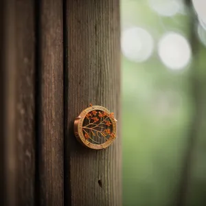 Vintage Wooden Door Fasteners on Textured Wall