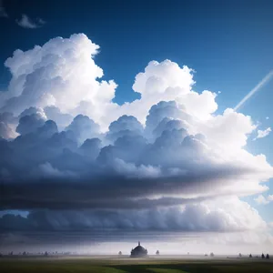 Summer sky with fluffy clouds and sunlight