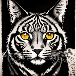 Fierce Tiger Cat Staring with Intense Eyes