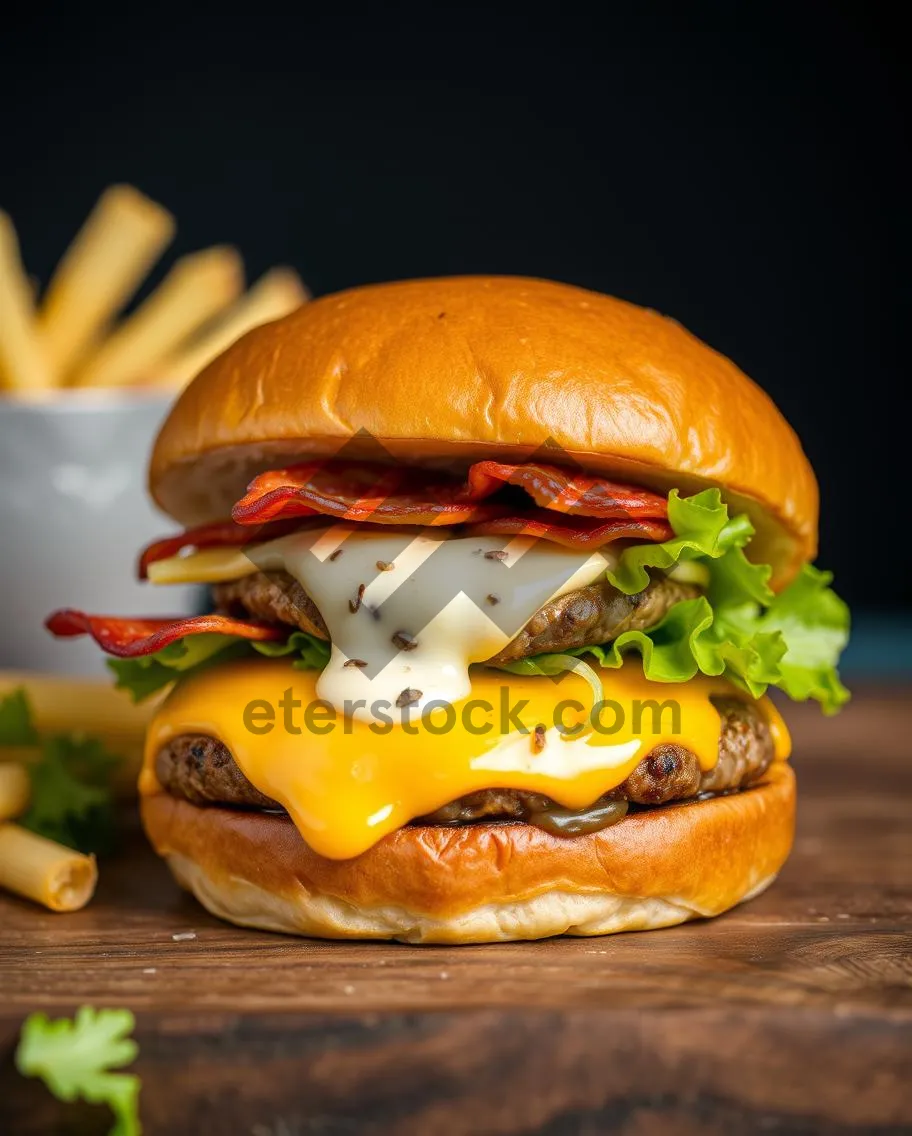 Picture of Grilled Cheeseburger with Lettuce and Tomato