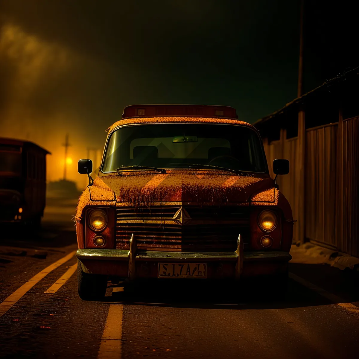 Picture of Vintage Travel: Retro Style Motor Vehicle on the Highway