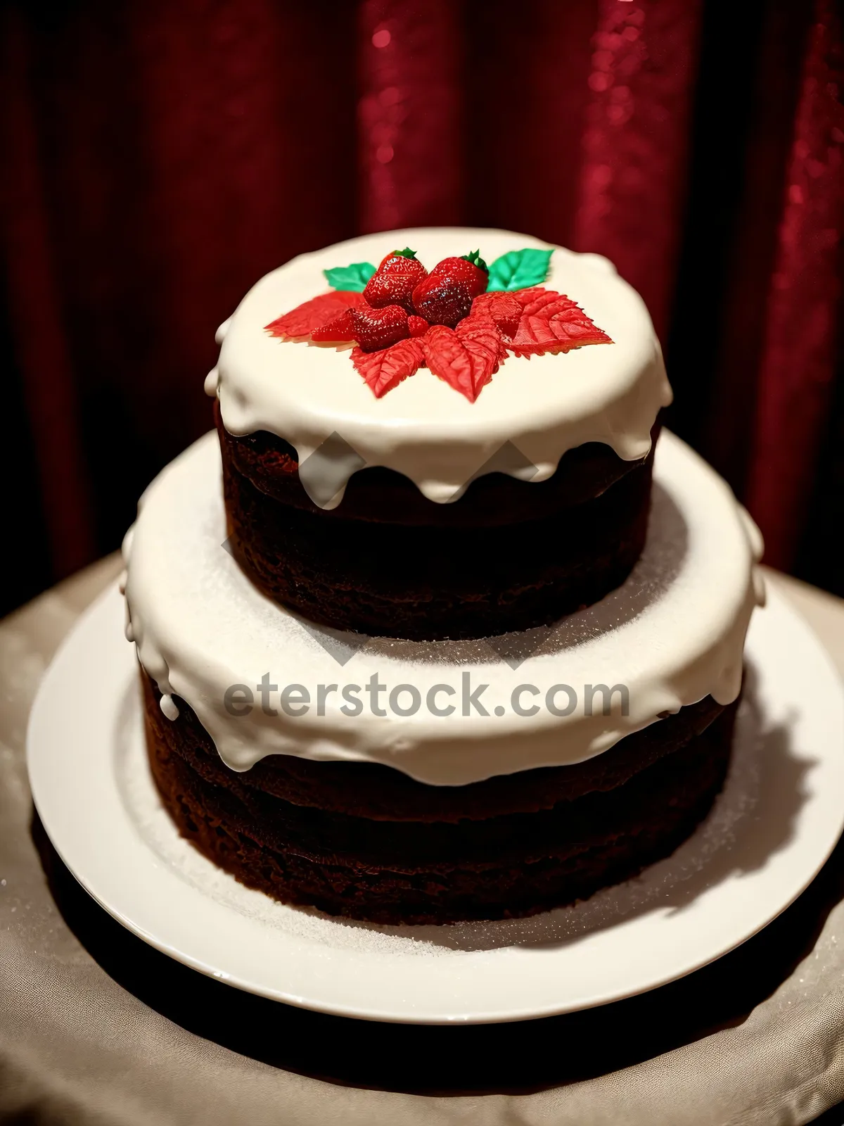 Picture of Delicious Berry Cream Cake with Fresh Strawberries