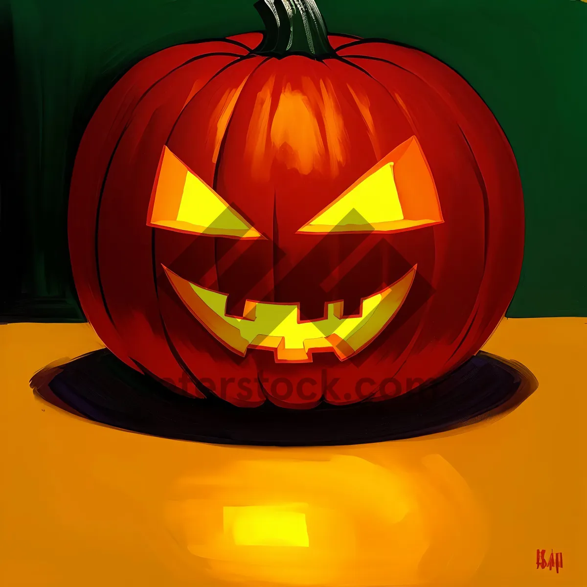 Picture of Scary Pumpkin Lantern - Glowing Evil Face