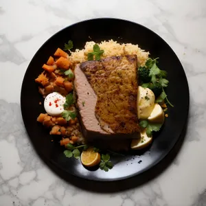 Fresh vegetable salad with chicken and rice.