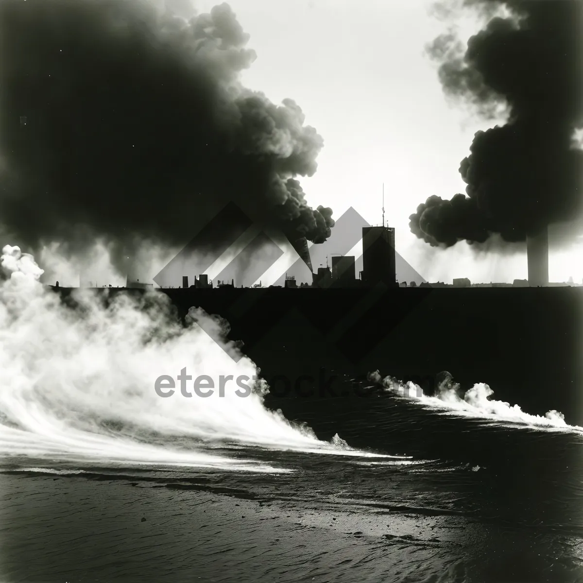 Picture of Spray-filled Breakwater Against Majestic Ocean Landscape