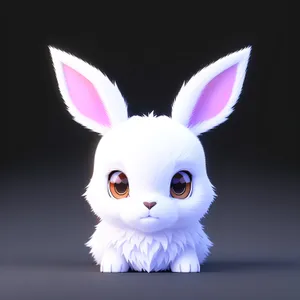 Fluffy Bunny: Cute Easter Cartoon Pet with Funny Ears