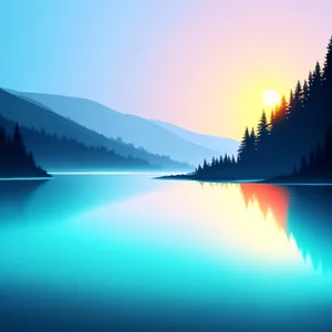 Serene Sunset Over Sparkling Lake