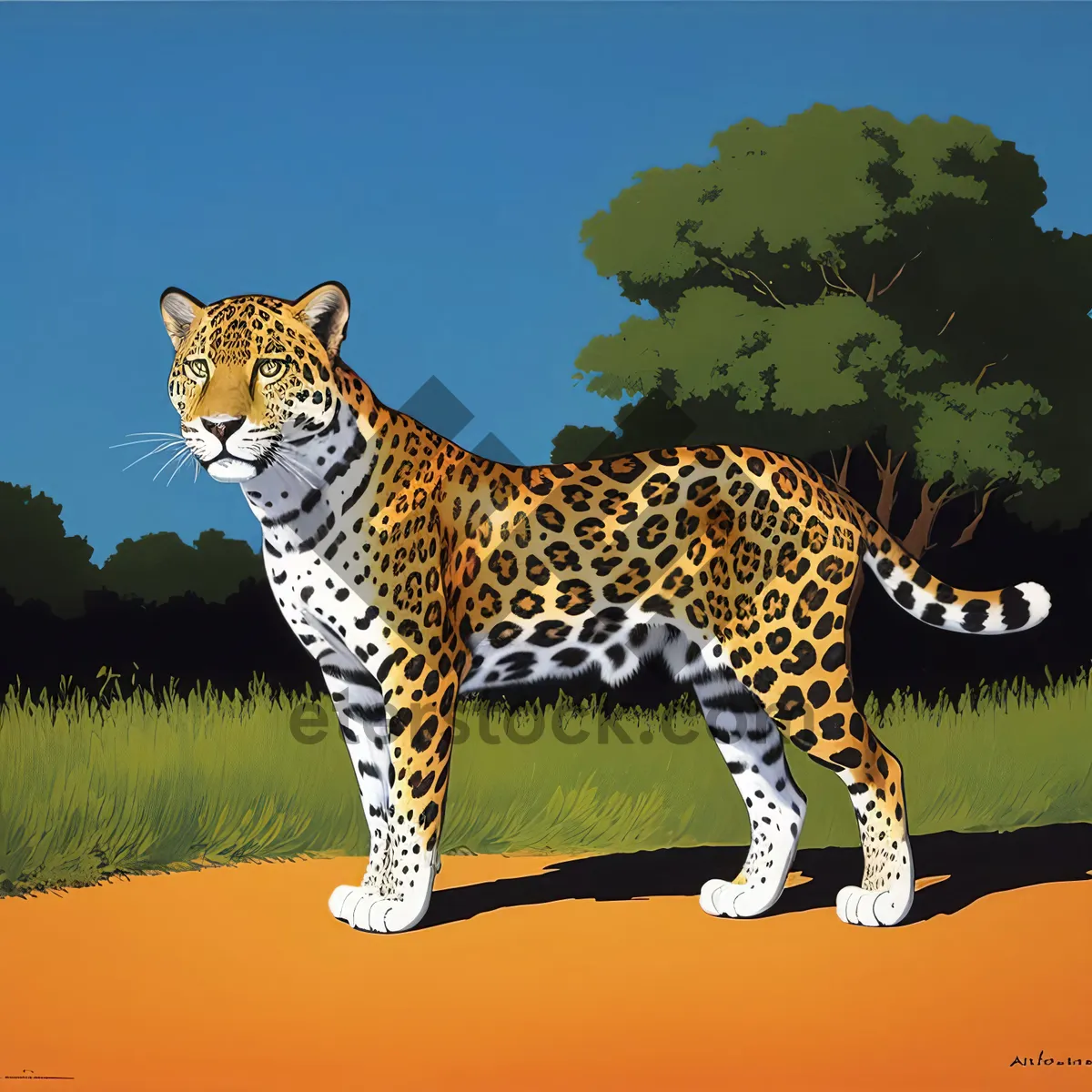 Picture of Leopard - Majestic Feline Predator Roaming Safari Grasslands