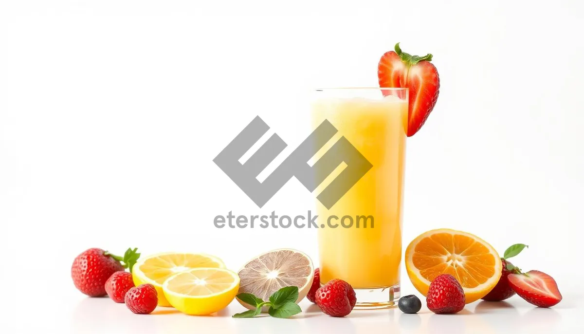 Picture of Fresh Fruit Juice with Ice and Lemon Slice