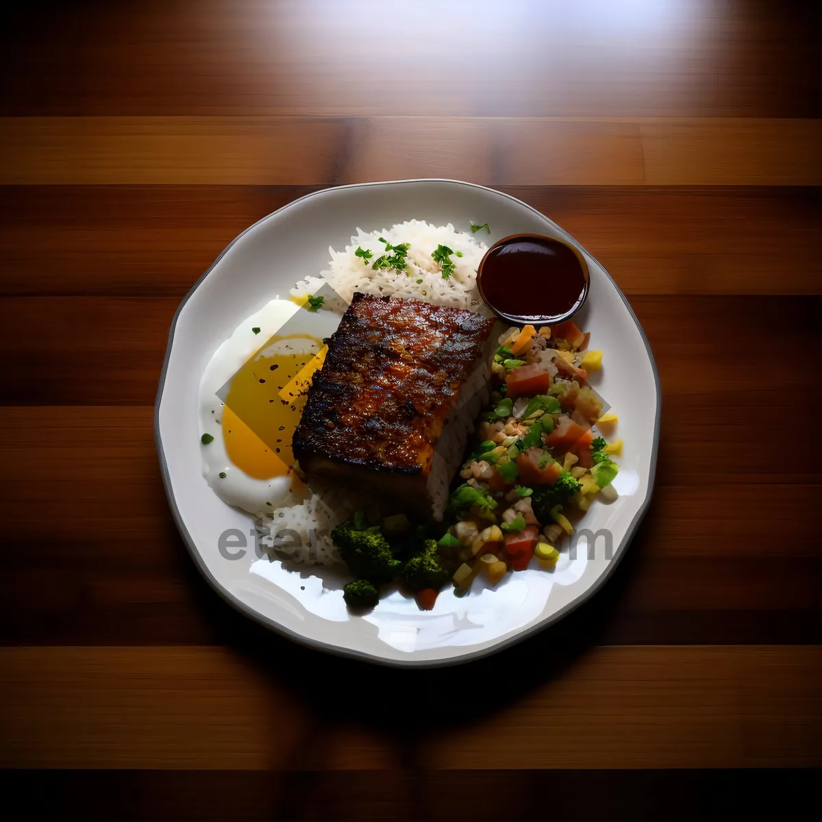 Picture of Grilled Steak and Vegetable Salad on Plate