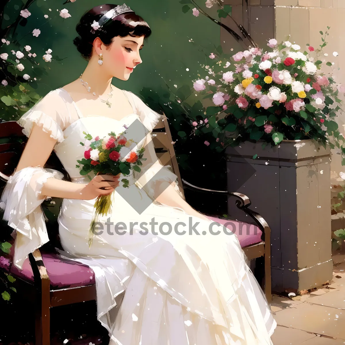 Picture of Joyful Wedding Bliss: Smiling Bride and Groom Embrace Love