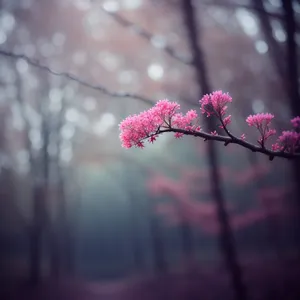 Vibrant Pink Cherry Blossom in a Garden