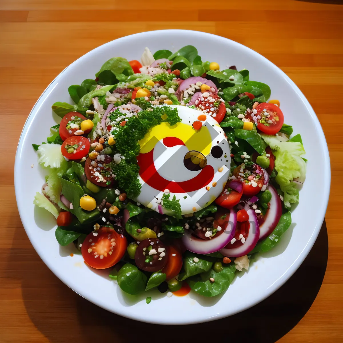 Picture of Delicious Gourmet Salad with Fresh Vegetables and Cheese