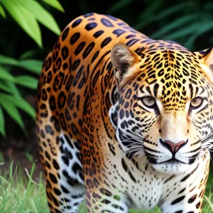 Fierce Jaguar Staring with Powerful Stripes