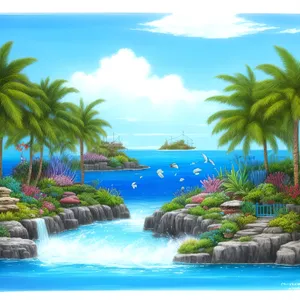 Serene Beachscape with Palm Trees and Turquoise Waters