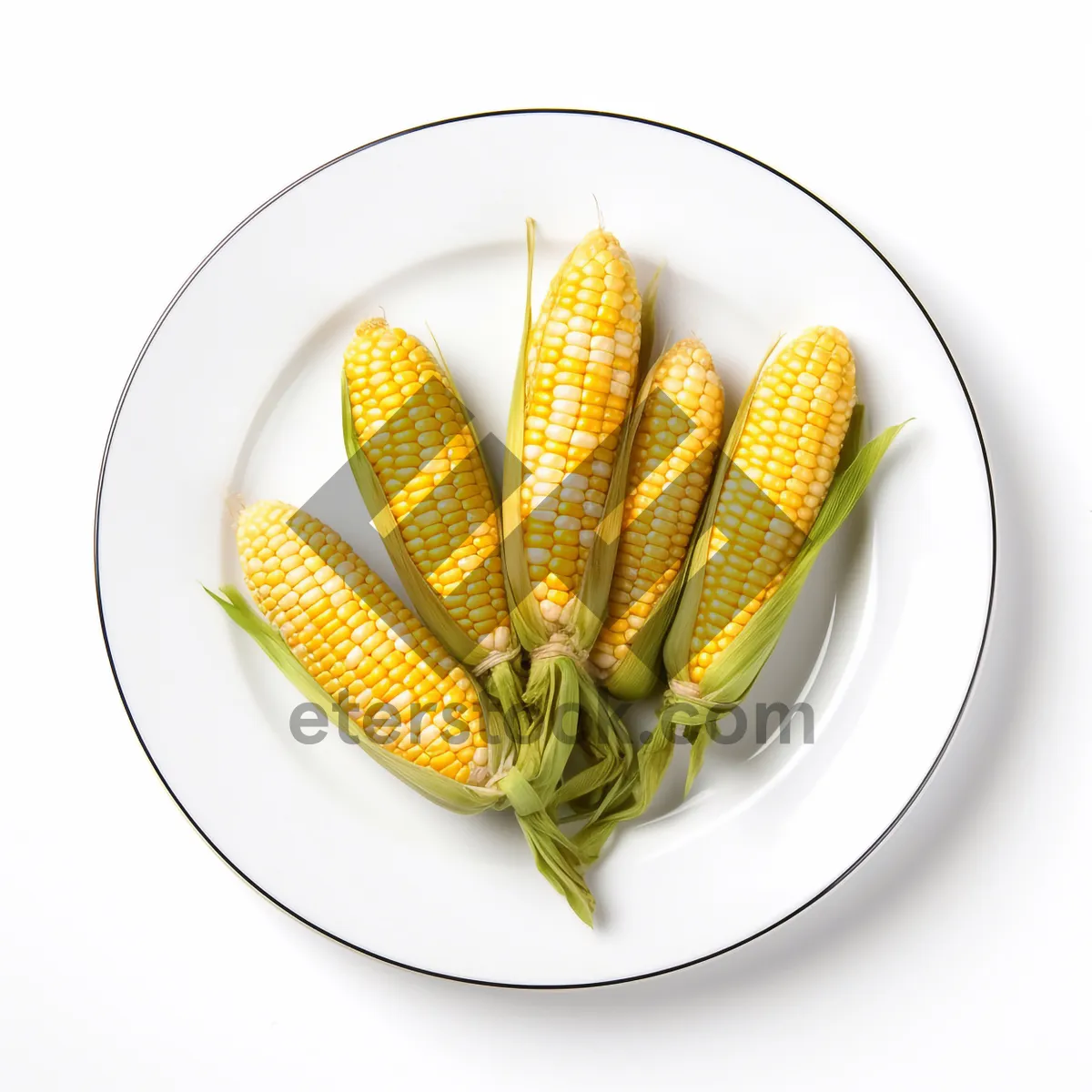 Picture of Fresh Vegetarian Plate with Sweet Corn and Yellow Tomatoes