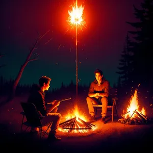 Nighttime Fire-Lighting Apparatus illuminating the Starry Sky