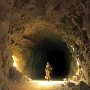 Mystic Underground Passage through Ancient Stone Tunnel