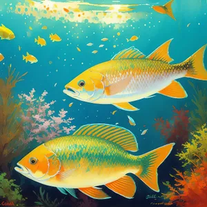 Golden Fish in Tropical Aquarium