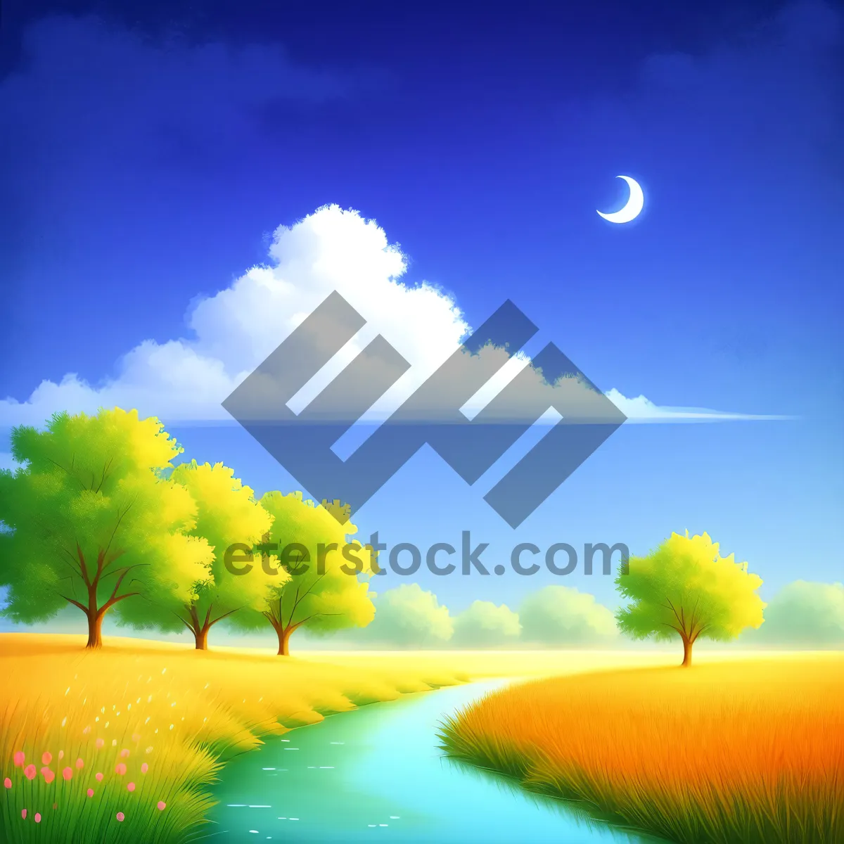 Picture of Serene Meadow under Sunny Sky