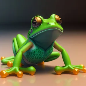 Vibrant Eyed Tree Frog Peeping Through Jungle