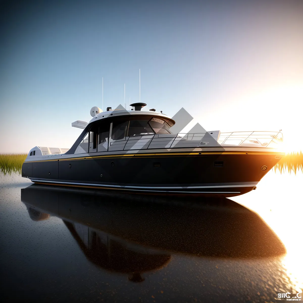 Picture of Summer Seascape: Nautical Speedboat on Water