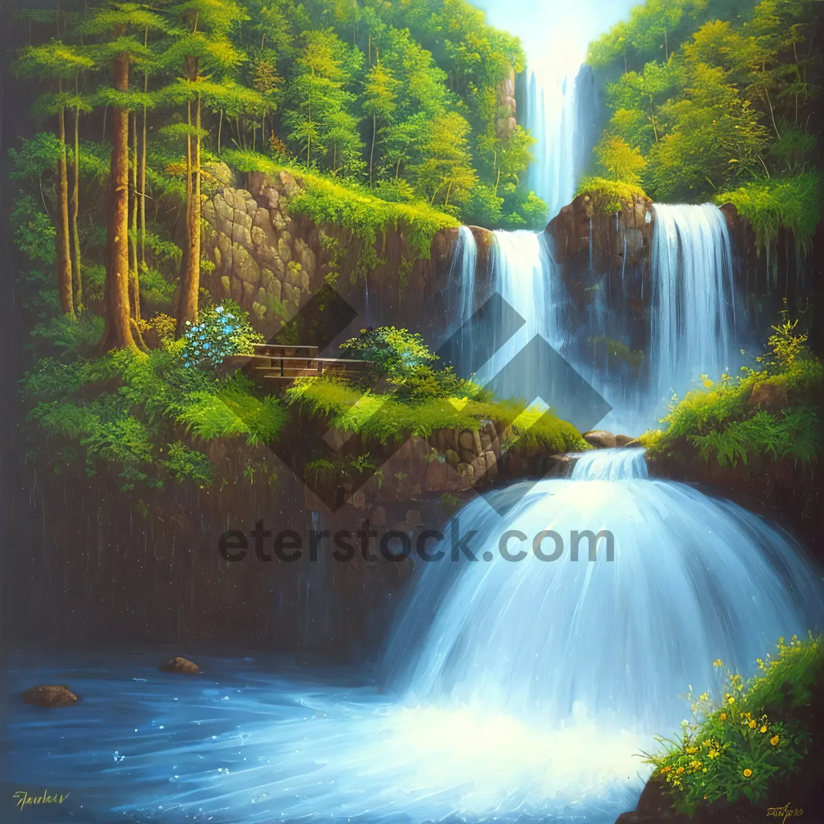 Picture of Tranquil Cascade in Majestic Forest