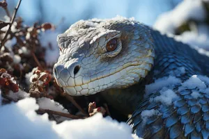 Tropical iguana eye in wildlife zoo.