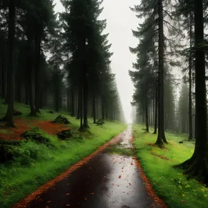 Serene Path through a Vibrant Forest
