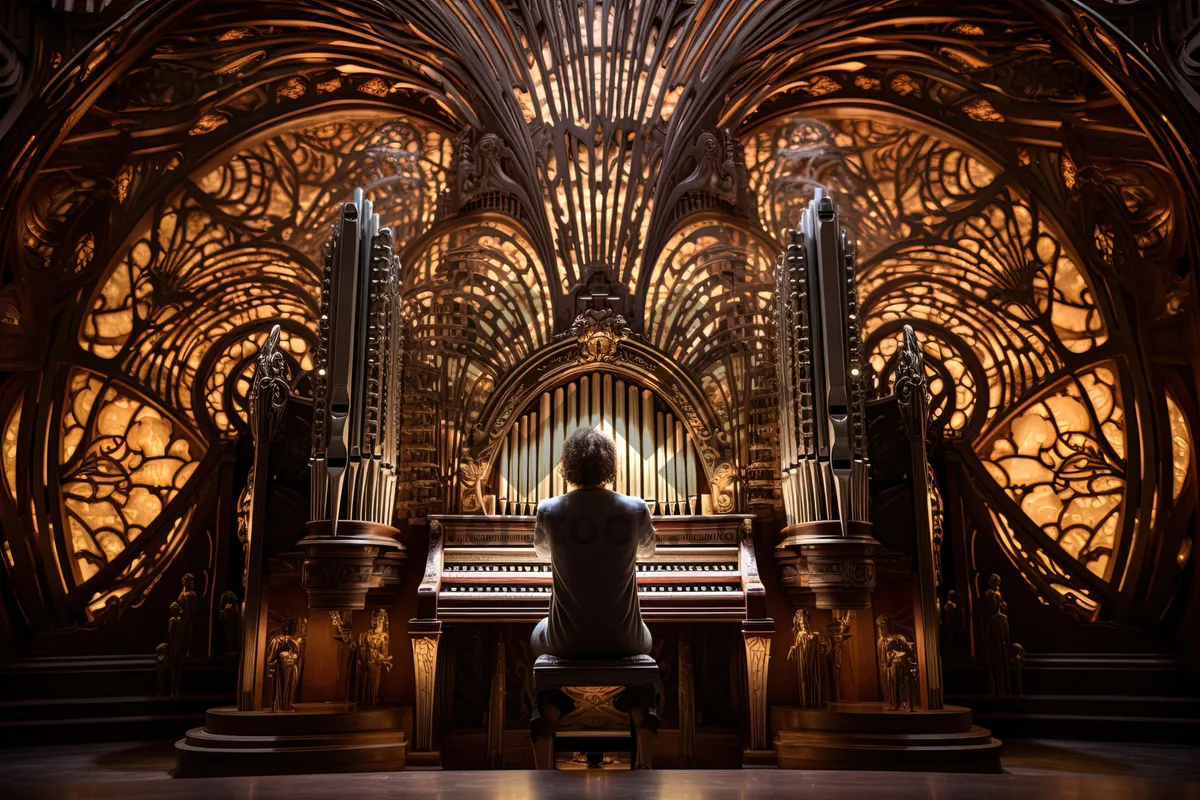 Picture of Old Cathedral Interior with Beautiful Organ