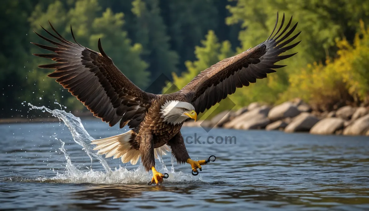 Picture of Bald Eagle with Piercing Gaze and Powerful Wings