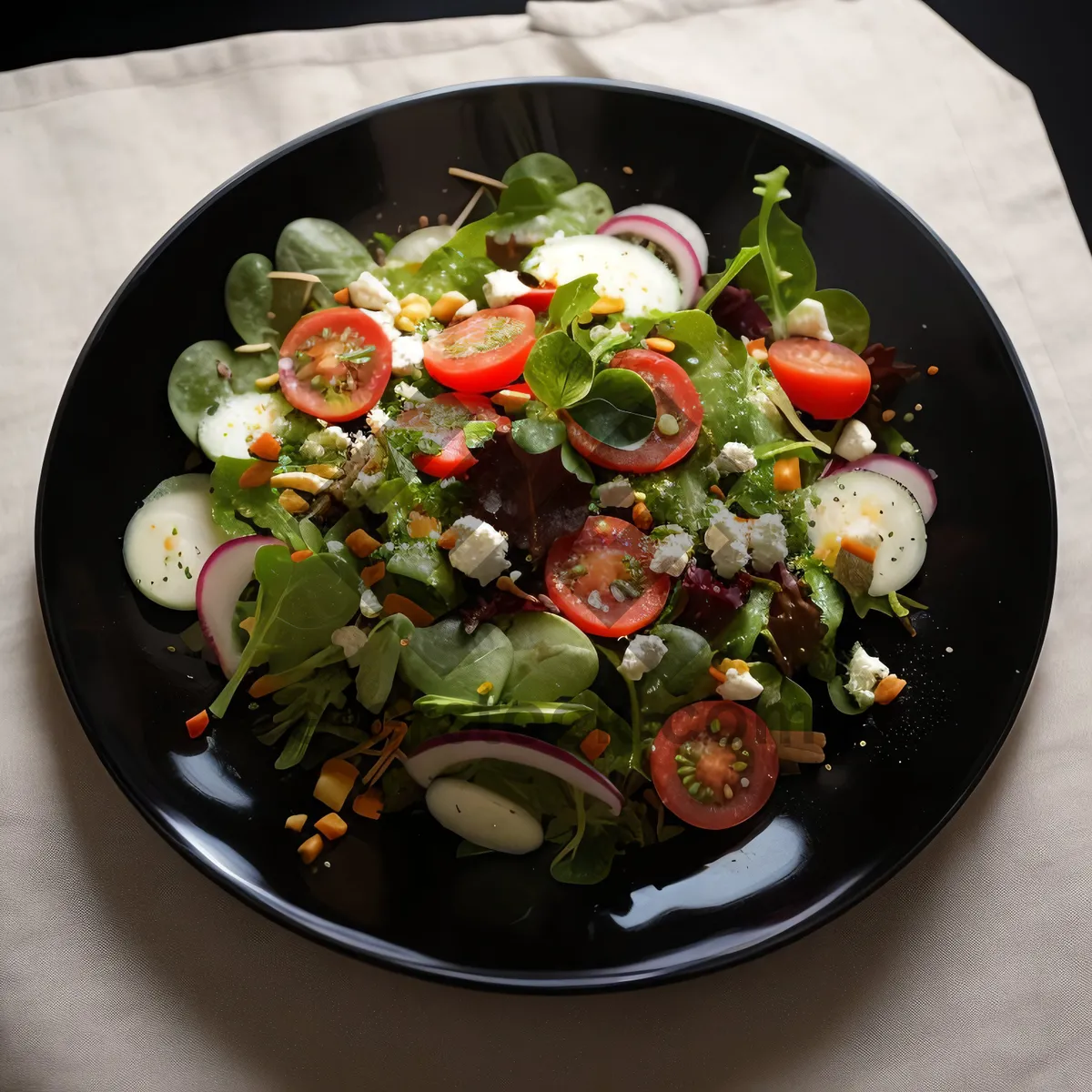 Picture of Fresh vegetable salad with grilled cheese and tomatoes