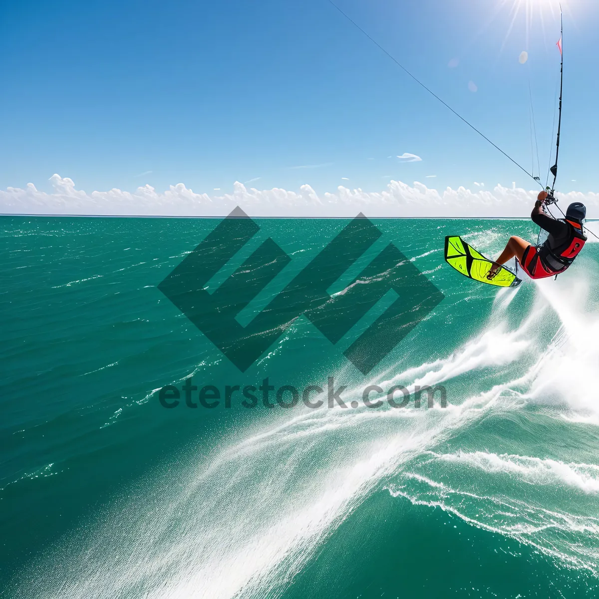 Picture of Tropical Surfer Riding Ocean Wave at Beach