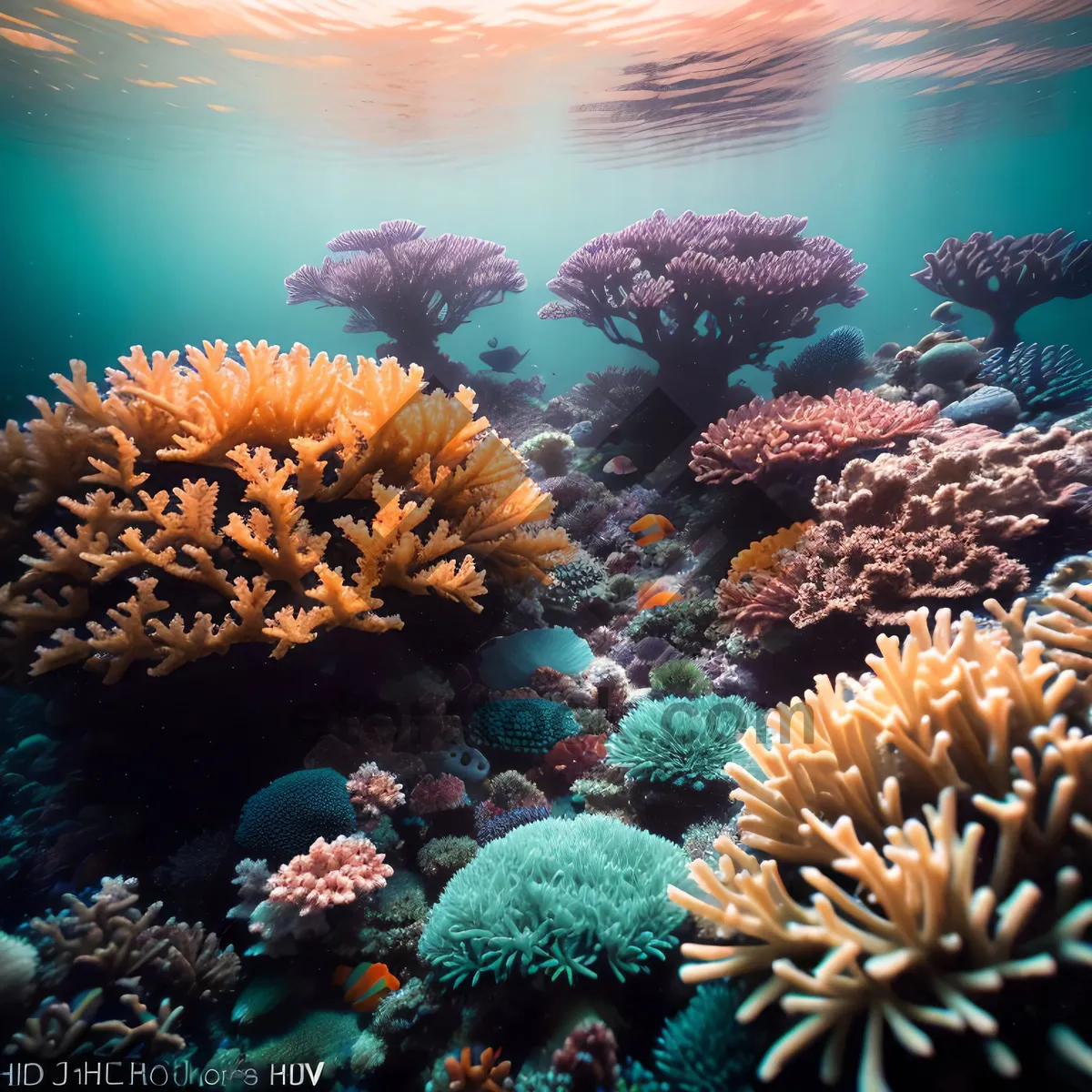 Picture of Vibrant Coral Reef Life in Sunlit Saltwater Paradise