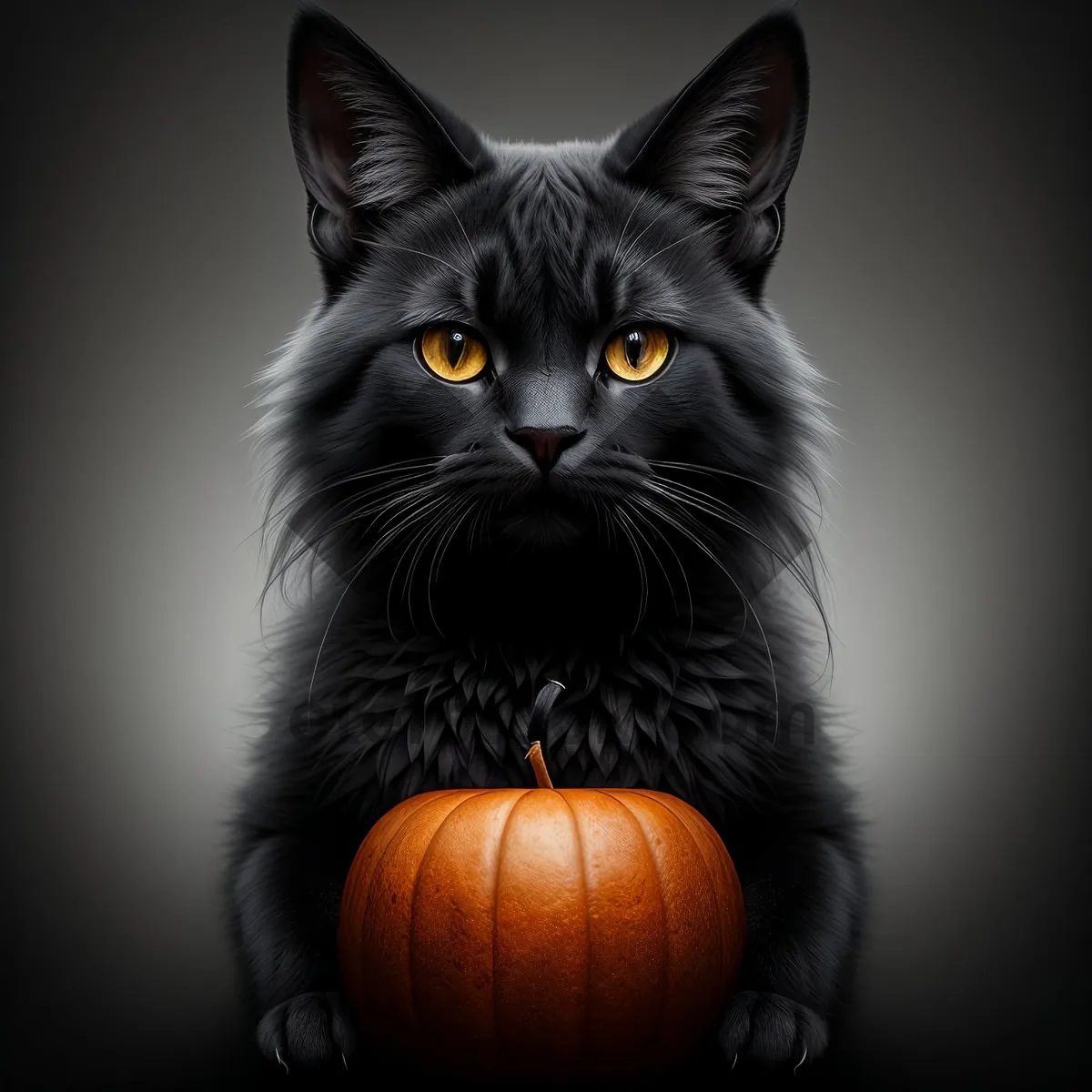 Picture of Adorable Pumpkin Cat - Furry and Cute